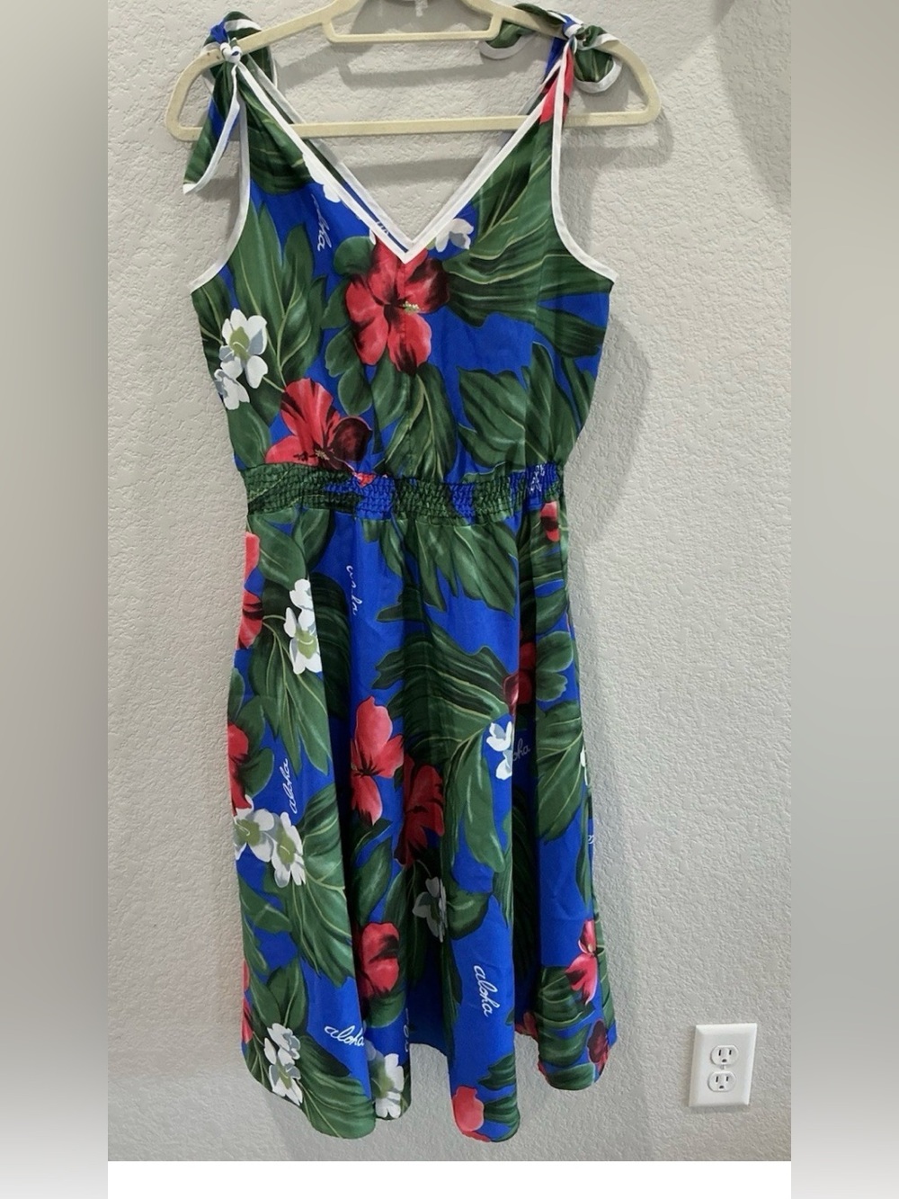 Royal Creations Dress Floral Sundress Pinup Vintage Hawaii small Blue sleeveless